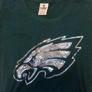 PINK VICTORIAS SECRET SEQUINED EAGLES T SHIRT